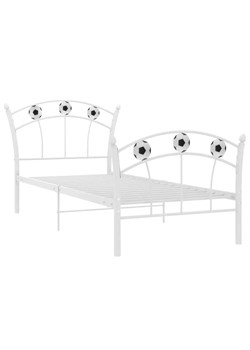 Białe metalowe łóżko z motywem piłki 90x200 cm - Ronaldo ze sklepu Edinos.pl w kategorii Łóżka dziecięce - zdjęcie 172345329