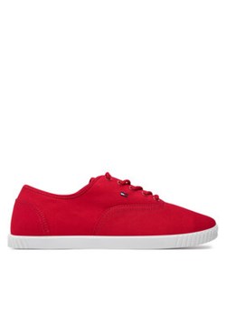 Tommy Hilfiger Tenisówki Canvas Lace Up Sneaker FW0FW07805 Czerwony ze sklepu MODIVO w kategorii Trampki damskie - zdjęcie 172345735