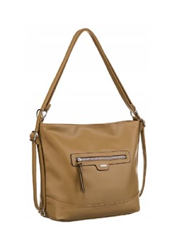 Beżowa pojemna torebka ze skóry ekologicznej - Rovicky ze sklepu 5.10.15 w kategorii Torby Shopper bag - zdjęcie 172346166
