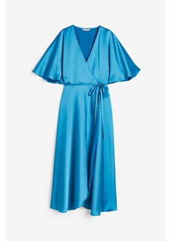 H & M - Satynowa sukienka kopertowa - Niebieski ze sklepu H&M w kategorii Sukienki - zdjęcie 172346358