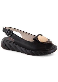 Skórzane sandały damskie komfortowe na platformie czarne Artiker 52C1630 ze sklepu ButyModne.pl w kategorii Sandały damskie - zdjęcie 172346436