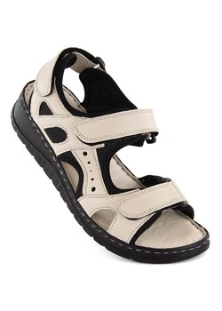 Skórzane sandały damskie komfortowe na rzepy beżowe Artiker 52C0294 ze sklepu ButyModne.pl w kategorii Sandały damskie - zdjęcie 172346445