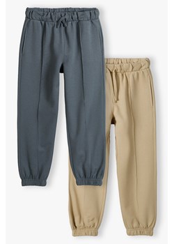 Dresowe spodnie dla chłopca - 2pak - beżowe i szare - Limited Edition ze sklepu 5.10.15 w kategorii Spodnie chłopięce - zdjęcie 172347166