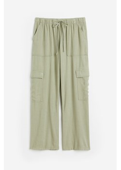 H & M - Spodnie cargo z domieszką lnu - Zielony ze sklepu H&M w kategorii Spodnie damskie - zdjęcie 172347208