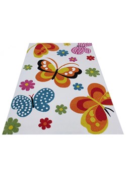 Kremowy dywan dla dzieci w motylki - Mexi ze sklepu Edinos.pl w kategorii Tekstylia dziecięce - zdjęcie 172348188