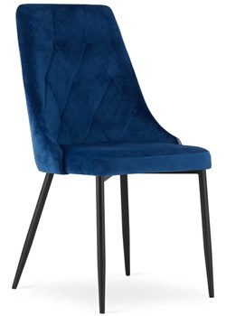 Komplet granatowych tapicerowanych metalowych krzeseł 4 szt. - Imre ze sklepu Edinos.pl w kategorii Krzesła - zdjęcie 172348246