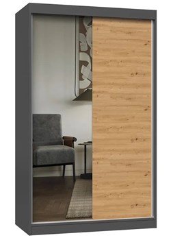 Szafa ubraniowa z drzwiami przesuwnymi 120 cm dąb artisan antracyt - Stoflis 9X ze sklepu Edinos.pl w kategorii Szafy - zdjęcie 172348508