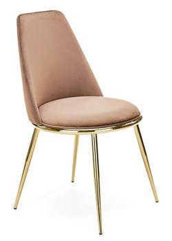 Beżowe krzesło welurowe w stylu glamour - Gasso ze sklepu Edinos.pl w kategorii Krzesła - zdjęcie 172348635