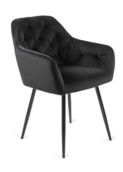 Czarne pikowane krzesło z podłokietnikami - Damo ze sklepu Edinos.pl w kategorii Krzesła - zdjęcie 172348925