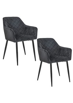Czarny zestaw 2 welurowych krzeseł - Wanja ze sklepu Edinos.pl w kategorii Krzesła - zdjęcie 172349176