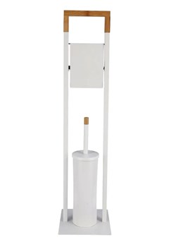 Biały stojak na papier toaletowy ze szczotką - Tixo ze sklepu Edinos.pl w kategorii Akcesoria łazienkowe - zdjęcie 172349187