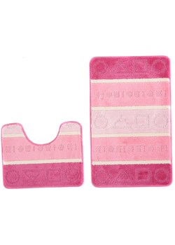 Puszysty różowy komplet chodników do łazienki w geometryczne wzory - Lisox 3X ze sklepu Edinos.pl w kategorii Dywaniki łazienkowe - zdjęcie 172349298