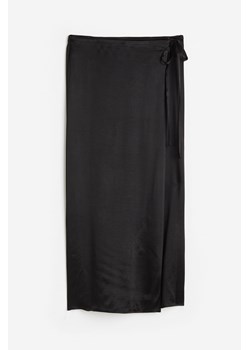 H & M - Satynowa spódnica kopertowa - Czarny ze sklepu H&M w kategorii Spódnice - zdjęcie 172351578