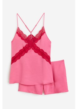 H & M - Piżama z topem i szortami - Różowy ze sklepu H&M w kategorii Piżamy damskie - zdjęcie 172351648