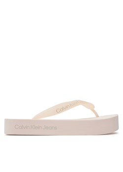 Japonki Calvin Klein Jeans Beach Sandal Flatform Logo YW0YW01092 Peach Blush/Oyster Mushroom TLL ze sklepu eobuwie.pl w kategorii Klapki damskie - zdjęcie 172352115