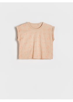Reserved - T-shirt z nadrukiem - beżowy ze sklepu Reserved w kategorii Bluzki dziewczęce - zdjęcie 172352819
