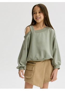 Reserved - Bluza z odkrytym ramieniem - oliwkowy ze sklepu Reserved w kategorii Bluzy dziewczęce - zdjęcie 172352857
