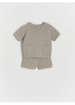 Reserved - Dzianinowy komplet z bawełny - jasnoszary ze sklepu Reserved w kategorii Komplety niemowlęce - zdjęcie 172352998
