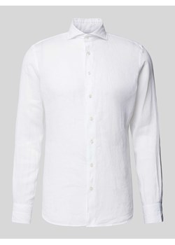 Koszula lniana o kroju slim fit z kołnierzykiem typu cutaway ze sklepu Peek&Cloppenburg  w kategorii Koszule męskie - zdjęcie 172354745