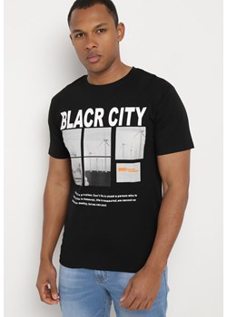 Czarna Koszulka Bawełniana z Dużym Nadrukiem Ercia ze sklepu Born2be Odzież w kategorii T-shirty męskie - zdjęcie 172354996