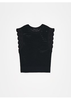 Mohito - Ażurowa czarna bluzka - czarny ze sklepu Mohito w kategorii Bluzki damskie - zdjęcie 172355607
