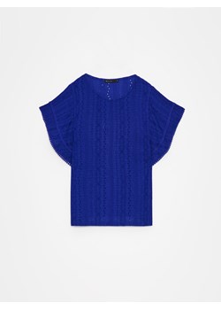 Mohito - Niebieska bluzka z ażurowym wzorem - niebieski ze sklepu Mohito w kategorii Bluzki damskie - zdjęcie 172355727