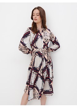 Mohito - Koszulowa sukienka midi we wzory - kremowy ze sklepu Mohito w kategorii Sukienki - zdjęcie 172355859