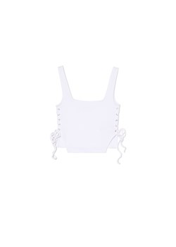 Cropp - Biały top z wiązaniami - biały ze sklepu Cropp w kategorii Bluzki damskie - zdjęcie 172356385