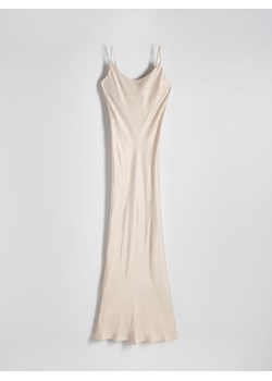 Reserved - Satynowa sukienka maxi w wiskozy - beżowy ze sklepu Reserved w kategorii Sukienki - zdjęcie 172356849
