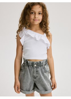 Reserved - Jeansowe spodenki z efektem sprania - jasnoszary ze sklepu Reserved w kategorii Spodenki dziewczęce - zdjęcie 172356955