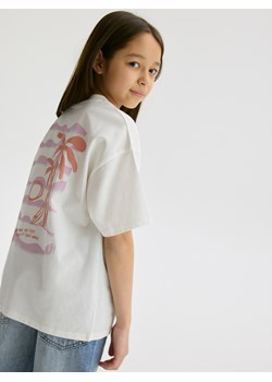 Reserved - T-shirt z nadrukiem - złamana biel ze sklepu Reserved w kategorii Bluzki dziewczęce - zdjęcie 172356966