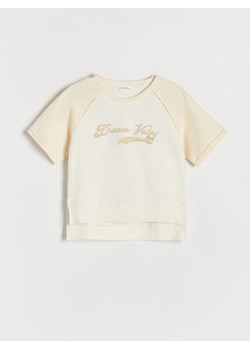Reserved - T-shirt z nadrukiem - kremowy ze sklepu Reserved w kategorii Bluzki dziewczęce - zdjęcie 172356978
