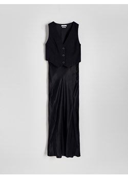 Reserved - Sukienka midi z wiskozy - czarny ze sklepu Reserved w kategorii Sukienki - zdjęcie 172357258