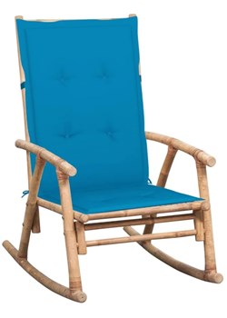 Bujany fotel bambusowy z jasnoniebieską poduszką - Bamsa ze sklepu Edinos.pl w kategorii Fotele ogrodowe - zdjęcie 172359168