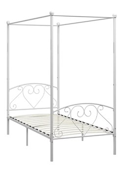 Białe metalowe łóżko z baldachimem 90x200 cm - Elox ze sklepu Edinos.pl w kategorii Łóżka i materace - zdjęcie 172359907