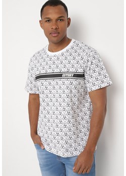 Biała Bawełniana Koszulka z Krótkim Rękawem i Nadrukiem Timamie ze sklepu Born2be Odzież w kategorii T-shirty męskie - zdjęcie 172360268