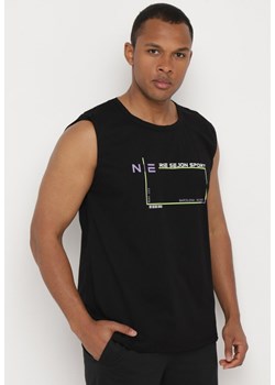Czarna Bawełniana Koszulka bez Rękawów z Nadrukiem Acacilla ze sklepu Born2be Odzież w kategorii Podkoszulki męskie - zdjęcie 172360339