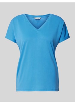 T-shirt z prążkowanym dekoltem w serek ze sklepu Peek&Cloppenburg  w kategorii Bluzki damskie - zdjęcie 172361205
