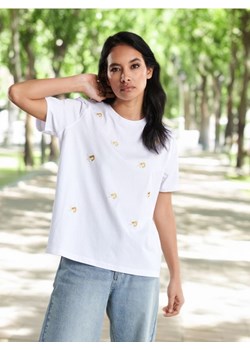 Sinsay - Koszulka z haftem - biały ze sklepu Sinsay w kategorii Bluzki damskie - zdjęcie 172363416