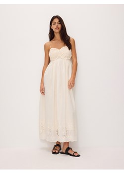 Reserved - Sukienka z ażurowymi wstawkami - kremowy ze sklepu Reserved w kategorii Sukienki - zdjęcie 172363679