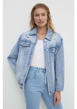 Answear Lab kurtka jeansowa damska kolor niebieski przejściowa oversize ze sklepu ANSWEAR.com w kategorii Kurtki damskie - zdjęcie 172364497