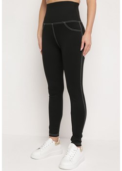 Czarne Legginsy z Wysokim Stanem Stylizowane na Jeansy Elayn ze sklepu Born2be Odzież w kategorii Spodnie damskie - zdjęcie 172366316