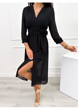 Czarna Sukienka z Rozporkiem ze sklepu ModnaKiecka.pl w kategorii Sukienki - zdjęcie 172371559