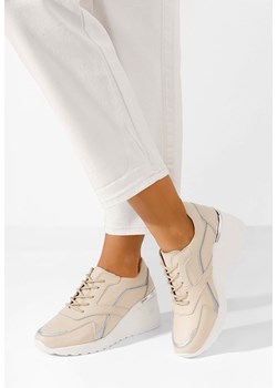Beżowe sneakersy damskie Nayra ze sklepu Zapatos w kategorii Buty sportowe damskie - zdjęcie 172371925