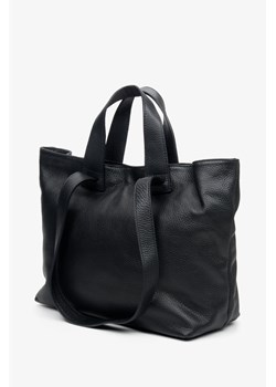 Estro: Czarna duża torebka damska ze skóry naturalnej ze sklepu Estro w kategorii Torby Shopper bag - zdjęcie 172372077
