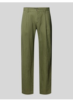 Spodnie lniane o kroju tapered fit z zakładkami w pasie model ‘Osby’ ze sklepu Peek&Cloppenburg  w kategorii Spodnie męskie - zdjęcie 172372256