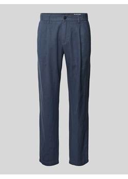 Spodnie lniane o kroju tapered fit z zakładkami w pasie model ‘Osby’ ze sklepu Peek&Cloppenburg  w kategorii Spodnie męskie - zdjęcie 172372339