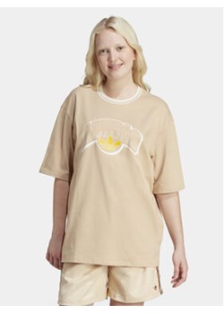 adidas T-Shirt Big Logo Graphic IU2492 Beżowy Oversize ze sklepu MODIVO w kategorii Bluzki damskie - zdjęcie 172377185