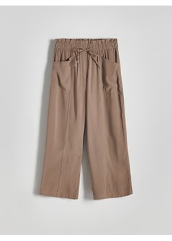 Reserved - Spodnie z wiskozą - brązowy ze sklepu Reserved w kategorii Spodnie damskie - zdjęcie 172378039