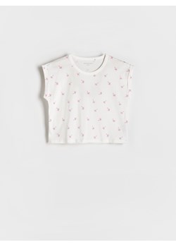 Reserved - T-shirt z nadrukiem - złamana biel ze sklepu Reserved w kategorii Bluzki dziewczęce - zdjęcie 172378086